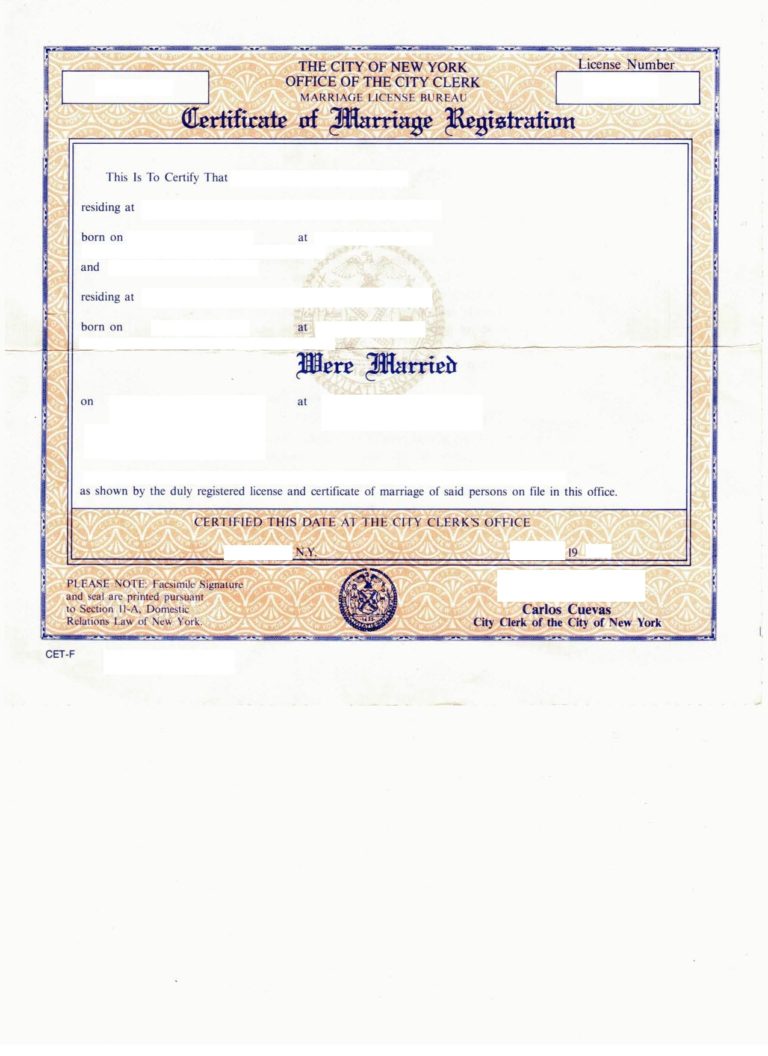 Certificate Of Marriage Registration Usa New York Beglaubigte Übersetzungen